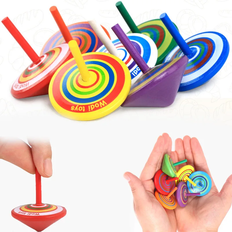 

5Pcs Spinning Tops Random Color Wooden Toy Funny Gyro Colorful Beyblade Toy Spinning Top Classic Toy Beyblade Burst Toy for Kids