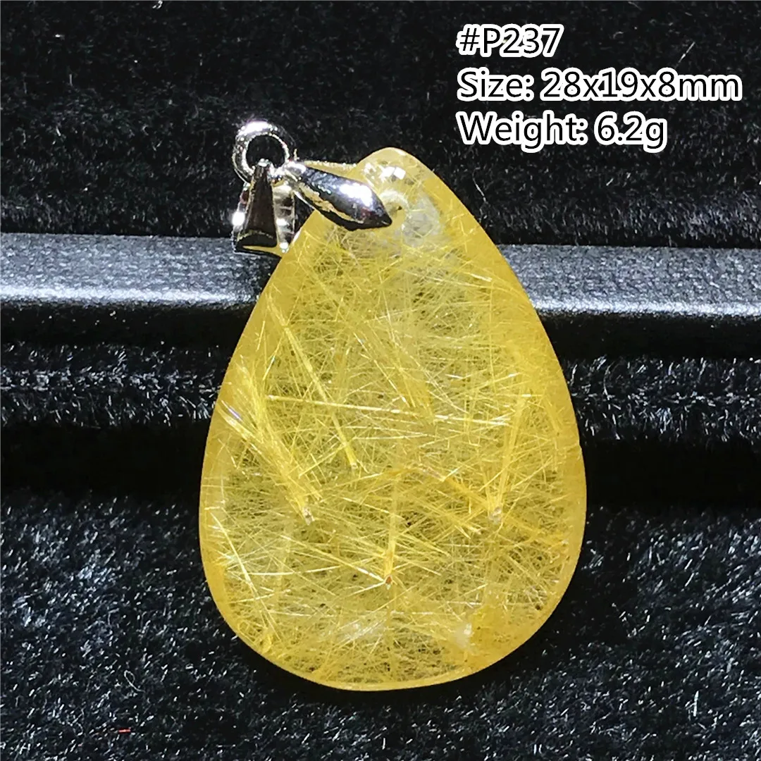 

Natural Gold Hair Rutilated Quartz Pendant For Woman Man Wealth Luck Gift 28x19x8mm Beads Reiki Crystal Gemstone Jewelry AAAAA