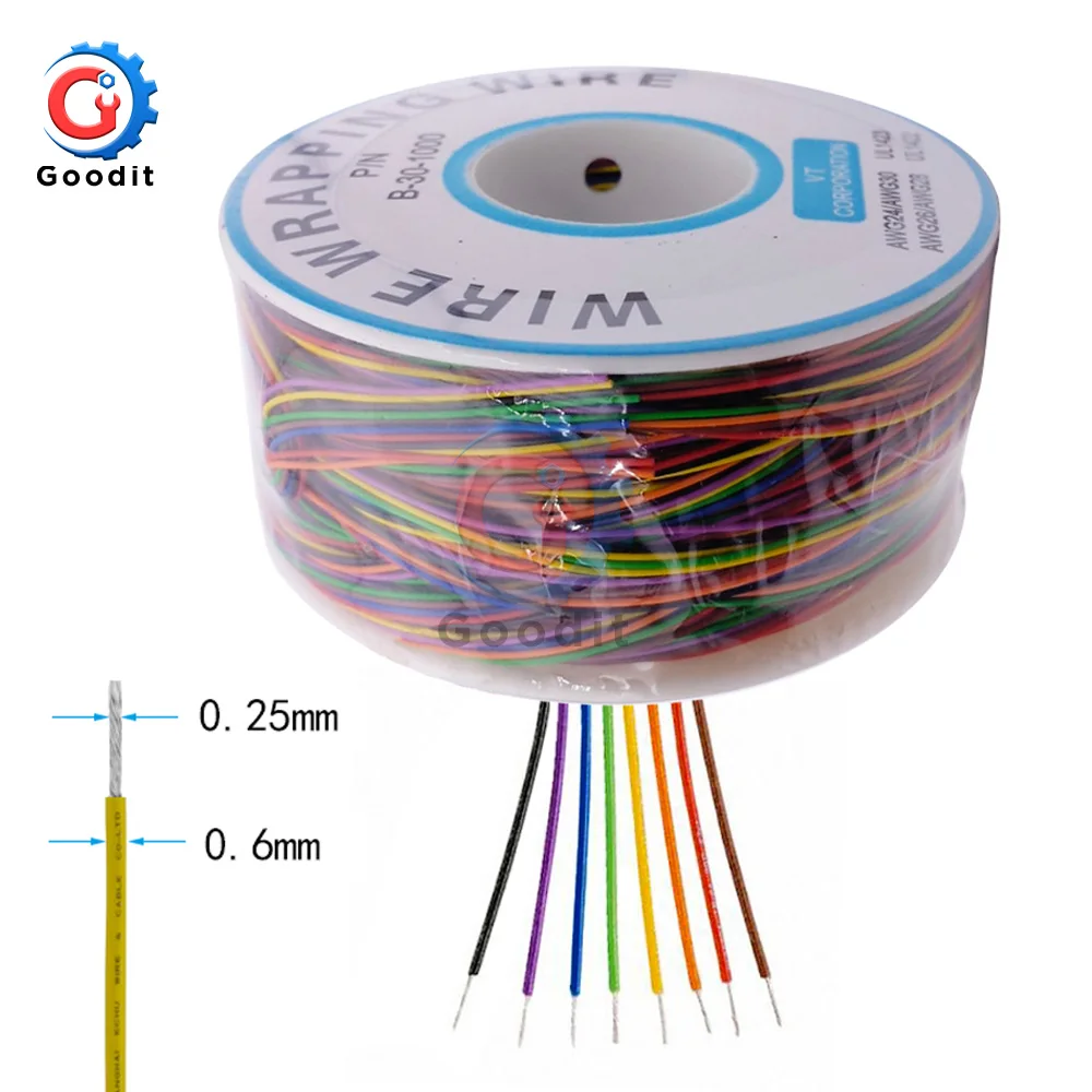 One Roll 8 Colors 30AWG Wire Wrapping Wire Tinned Copper Solid PVC insulation Cable Jumper
One Roll 8 Colors 30AWG Wire Wrapping Wire Tinned Copper Solid PVC insulation Cable Jumper