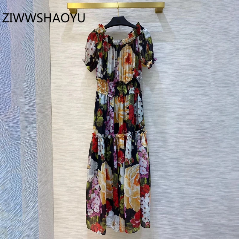 ZIWWSHAOYU Summer Women Multicolor Floral Print Vintage Midi Dresses Fashion Designer Ladies Elastic Waist Off Shoulder Dress
ZIWWSHAOYU Summer Women Multicolor Floral Print Vintage Midi Dresses Fashion Designer Ladies Elastic Waist Off Shoulder Dress