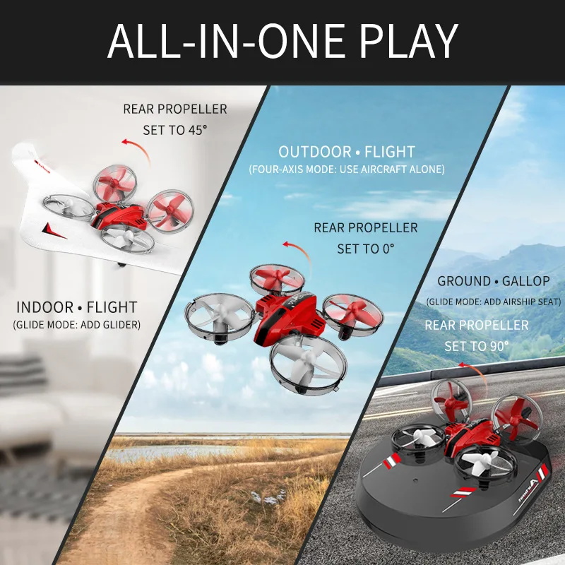 JJRC H36S водный наземный и воздушный Квадрокоптер ховеркрафт планер три в одном