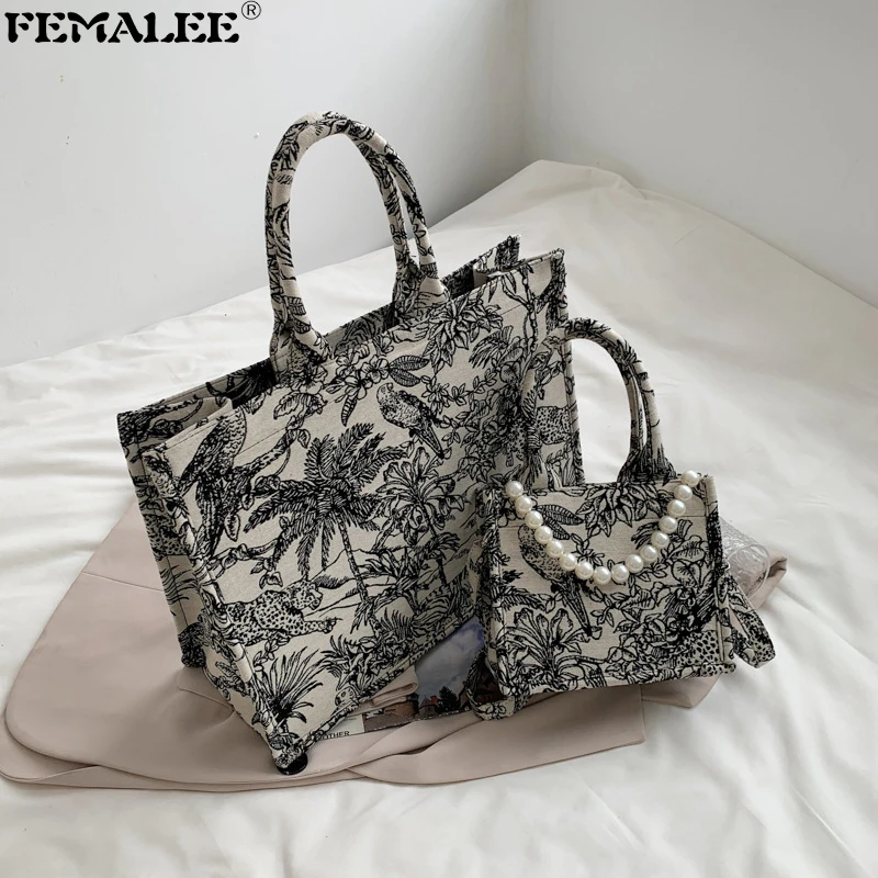 Вместительные женские сумки-тоуты с граффити, 2021, модная Холщовая Сумка через плечо для подмышек, Сумка с жемчужными ручками и принтом леса, ... 
Вместительные женские сумки-тоуты с граффити, 2021, модная Холщовая Сумка через плечо для подмышек, Сумка с жемчужными ручками и принтом леса, ...