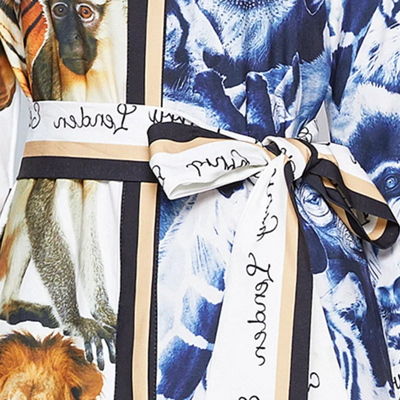 Fashion Woman Print Straight Dress Turn-down Collar Female Shirt Skirt Animils Print Ladies Casual Midi Dress
Fashion Woman Print Straight Dress Turn-down Collar Female Shirt Skirt Animils Print Ladies Casual Midi Dress