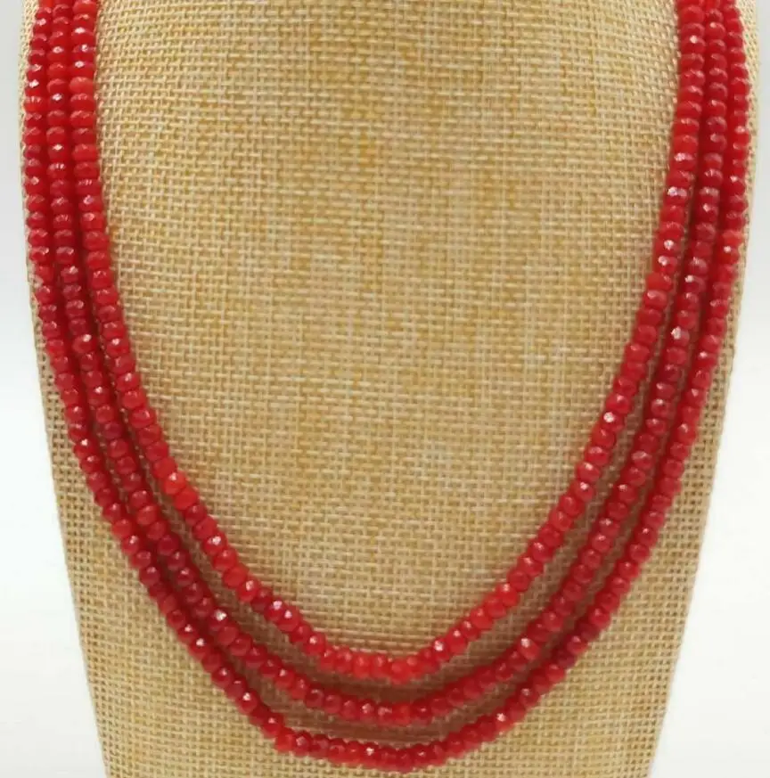 Fashion jewelry Pretty2x4mm Natural Red Ruby Gemstone Faceted Abacus Beads 3 Row Necklace
Fashion jewelry Pretty2x4mm Natural Red Ruby Gemstone Faceted Abacus Beads 3 Row Necklace
