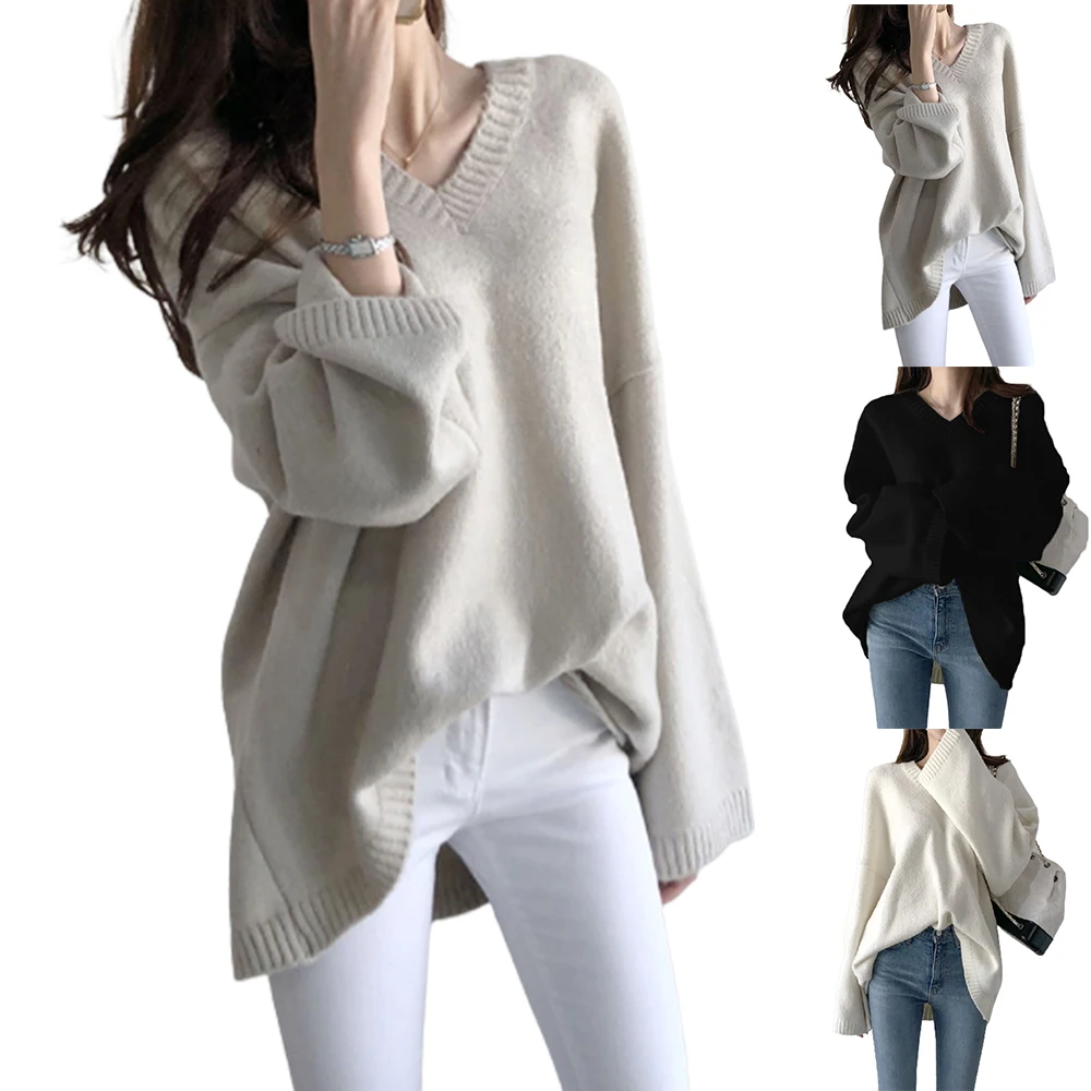 Womens Pullover Baggy Loose V-Neck Tops Casual Solid Plain Blouse Long Sleeves Jumper Ladies Loose Outwear Tops Clothes
Womens Pullover Baggy Loose V-Neck Tops Casual Solid Plain Blouse Long Sleeves Jumper Ladies Loose Outwear Tops Clothes