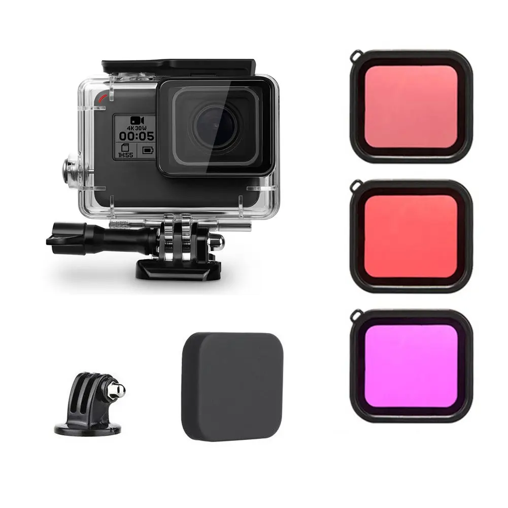 Подводный водонепроницаемый чехол для дайвинга + 3 цветных фильтра для GoPro Hero 5 6 7 Black
Подводный водонепроницаемый чехол для дайвинга + 3 цветных фильтра для GoPro Hero 5 6 7 Black
