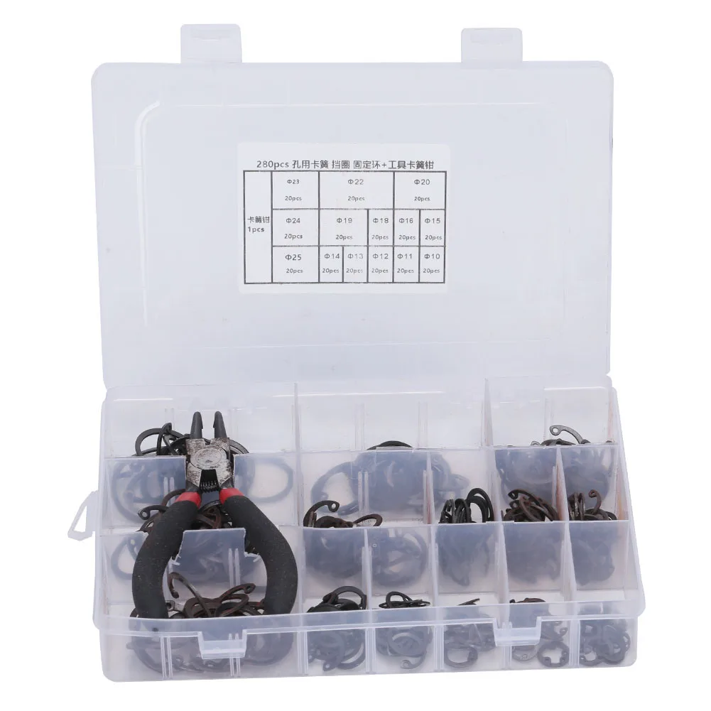 280Pcs Retaining Circlip Carbon Spring Steel with 1Pc Pliers Fastener Hardware Accessories
280Pcs Retaining Circlip Carbon Spring Steel with 1Pc Pliers Fastener Hardware Accessories
