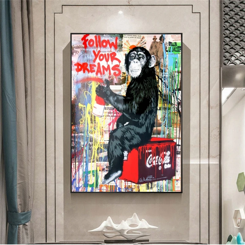 Картина маслом на холсте Follow Your Dreams рисунок поп арт в стиле граффити для