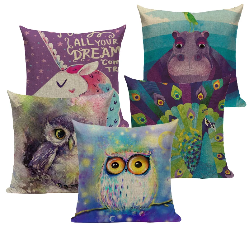 Cartoon Animal Creative Owl Hippo Pillow Case Square Office Cushion cover Custom print throw pillows
Cartoon Animal Creative Owl Hippo Pillow Case Square Office Cushion cover Custom print throw pillows