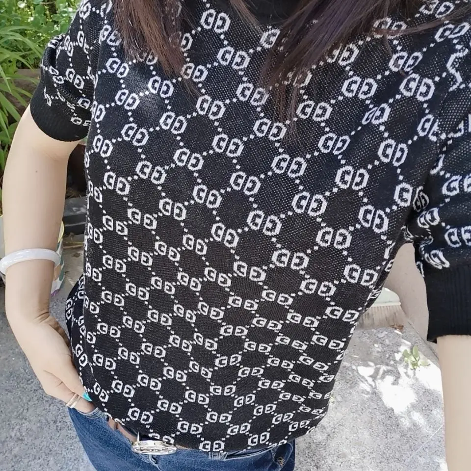 Quality short sleeve knitted bottomed shirt casual versatile T-shirt retro with loose top
Quality short sleeve knitted bottomed shirt casual versatile T-shirt retro with loose top
