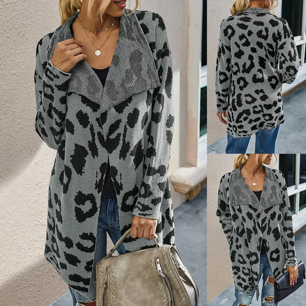 Women Knit Outwear Open Front Lapel Leopard Print Shawl Long Warm Sweater Coat Party Cardigan
Women Knit Outwear Open Front Lapel Leopard Print Shawl Long Warm Sweater Coat Party Cardigan