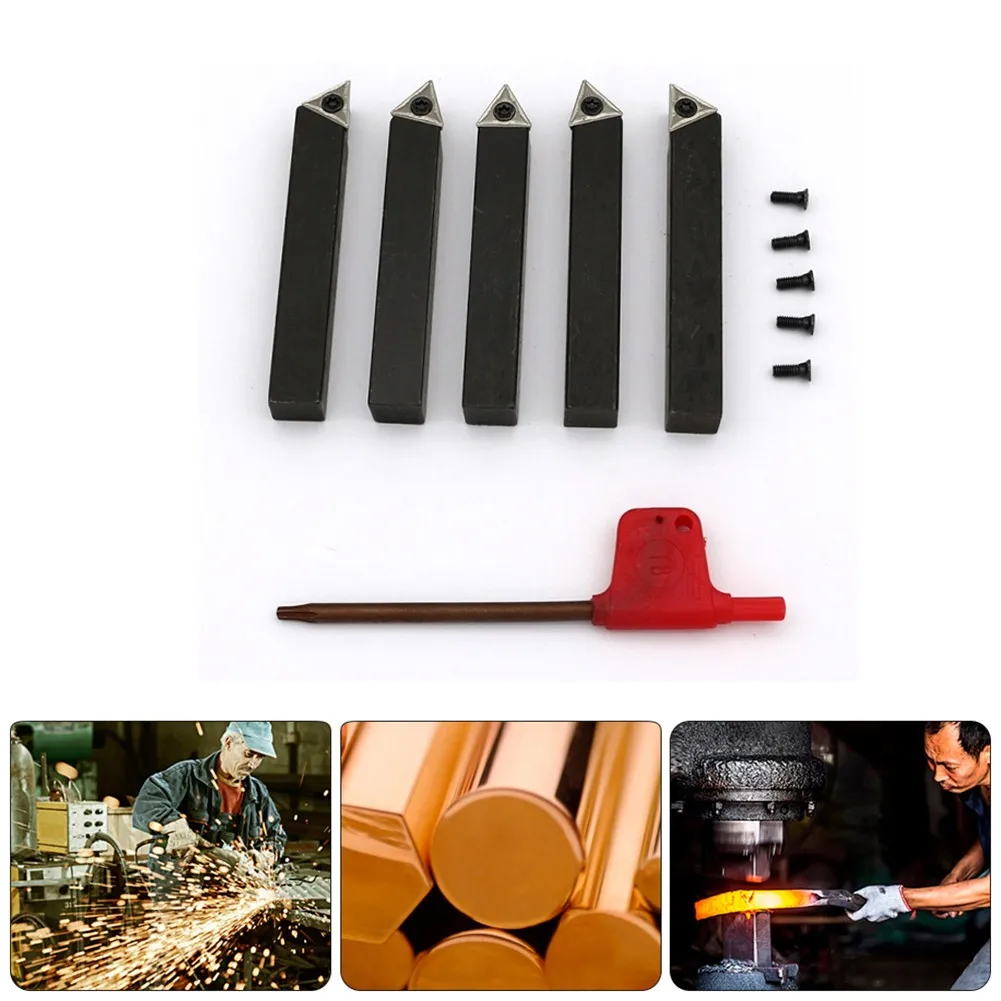 1/4-3/8 5Pc Indexing Carbide Insert Turning Tool Lathe Kit C6 Chipbreaker Suitable For Turning Face Boring And Chamfering
1/4-3/8 5Pc Indexing Carbide Insert Turning Tool Lathe Kit C6 Chipbreaker Suitable For Turning Face Boring And Chamfering