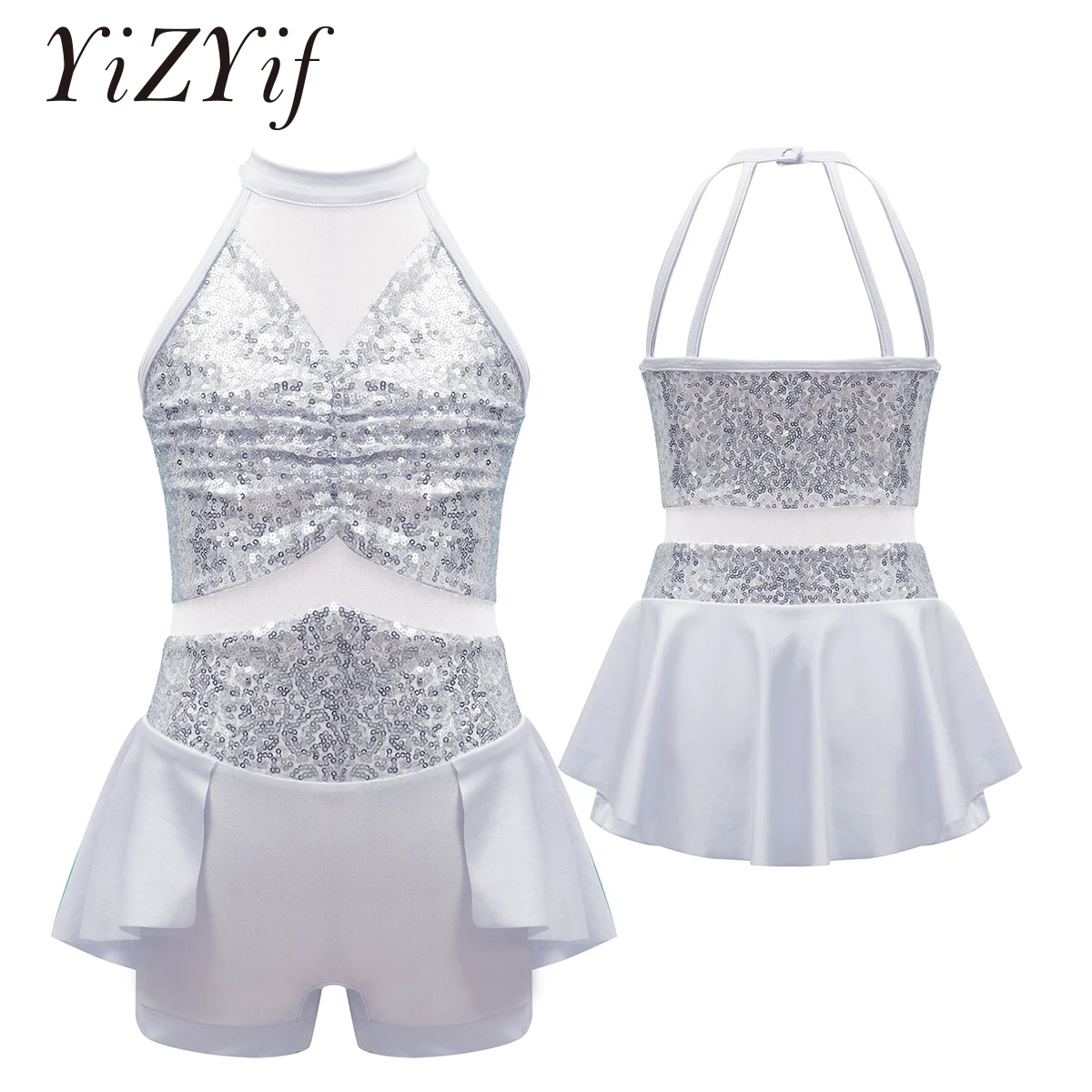 Girls Jazz Dance Costume Latin Dancewear Halter Sleeveless Sequin Striped Bodice Ballet Dance Gymnastics Leotard Mesh Tutu Dress
Girls Jazz Dance Costume Latin Dancewear Halter Sleeveless Sequin Striped Bodice Ballet Dance Gymnastics Leotard Mesh Tutu Dress