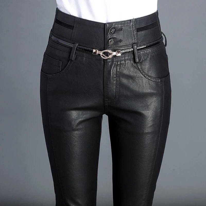Fashion Women Pu Leather Pants With Belt 2021 Autumn Winter High Waist Women Pencil Pants Black Skinny Long Trousers
Fashion Women Pu Leather Pants With Belt 2021 Autumn Winter High Waist Women Pencil Pants Black Skinny Long Trousers