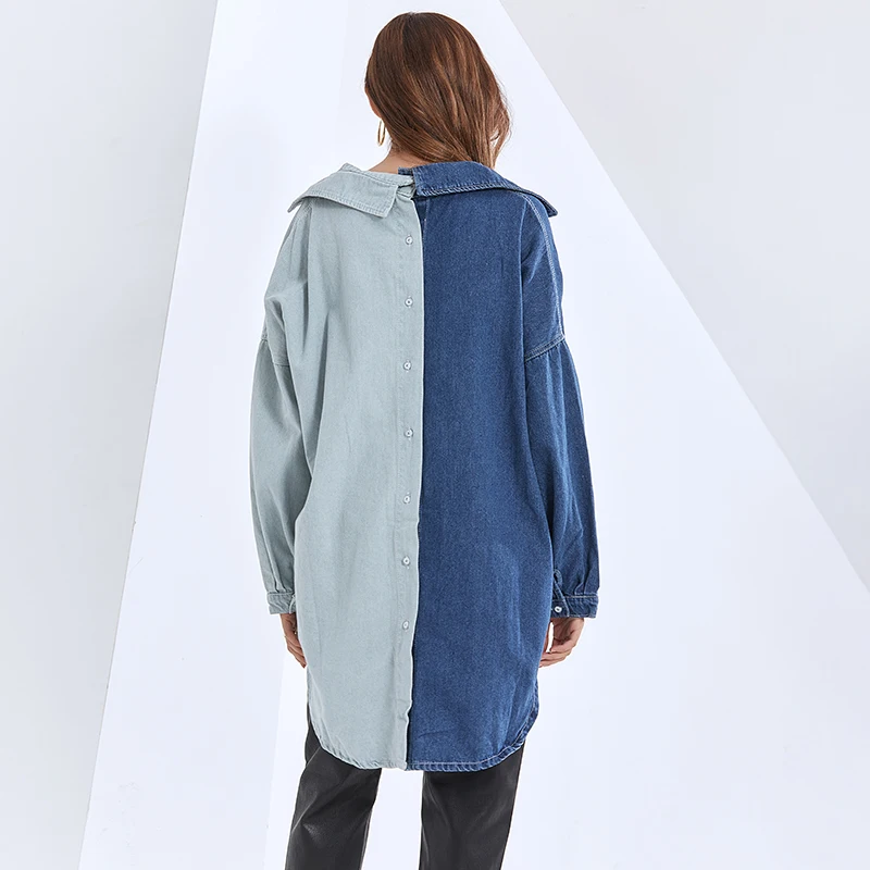 VGH Denim Shirts For Women Long Sleeve Asymmetrical Loose Patchwork Casual Blouses Tops Female 2021 Spring Fashion Clothes Tide
VGH Denim Shirts For Women Long Sleeve Asymmetrical Loose Patchwork Casual Blouses Tops Female 2021 Spring Fashion Clothes Tide