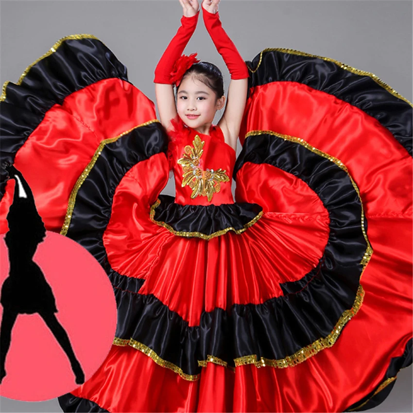 Children Spanish Flamengo Dress for Girl Bullfighting KIds Belly Dance Costume Ballroom Gypsy Chorus Stage Performance Vestidos 
Children Spanish Flamengo Dress for Girl Bullfighting KIds Belly Dance Costume Ballroom Gypsy Chorus Stage Performance Vestidos