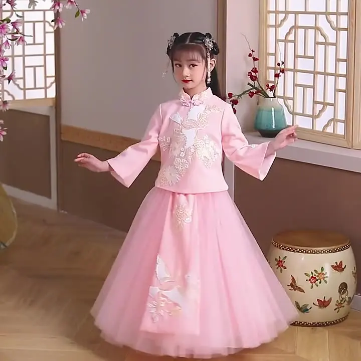 

Детский старинный костюм Hanfu для девочек, супер сказочная китайская ветрозащитная юбка, Летнее Детское платье Тан, платье принцессы, весна и...