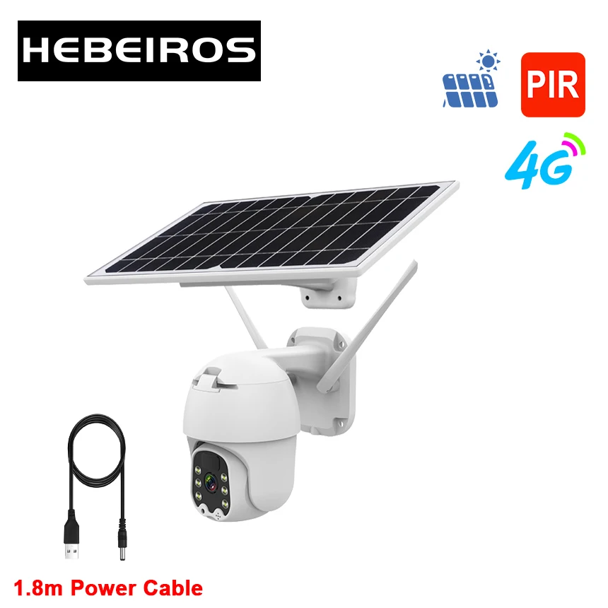 Hebeiros 4G LTE FDD GSM Беспроводная PTZ камера на солнечной батарее HD 1080P наружная