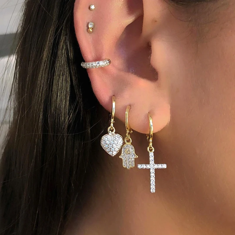 CRMYA Cross Love Heart Lucky Hamsa Hand Earring Zircon Silver Gold Filled Dangle Drop Earrings for Women Fashion Jewelry
CRMYA Cross Love Heart Lucky Hamsa Hand Earring Zircon Silver Gold Filled Dangle Drop Earrings for Women Fashion Jewelry