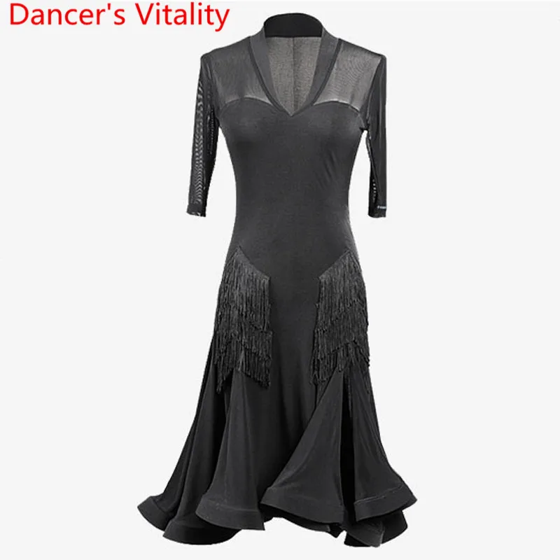 Latin Dance Performance Clothes Women Adults V Neck Fishbone Hem Dress Professional Rumba Samba Tango Cha Cha Dancing Stage Wear 
Latin Dance Performance Clothes Women Adults V Neck Fishbone Hem Dress Professional Rumba Samba Tango Cha Cha Dancing Stage Wear