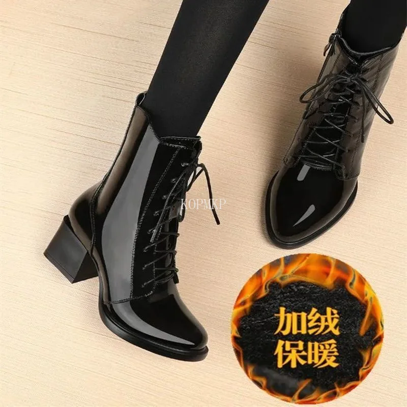 Female Zipper Lace Up Winter Shoes Drop Shipping Winter Boots Women Fashion Black Platform Ladies PU Leather Ankle Boots Lace Up
Female Zipper Lace Up Winter Shoes Drop Shipping Winter Boots Women Fashion Black Platform Ladies PU Leather Ankle Boots Lace Up