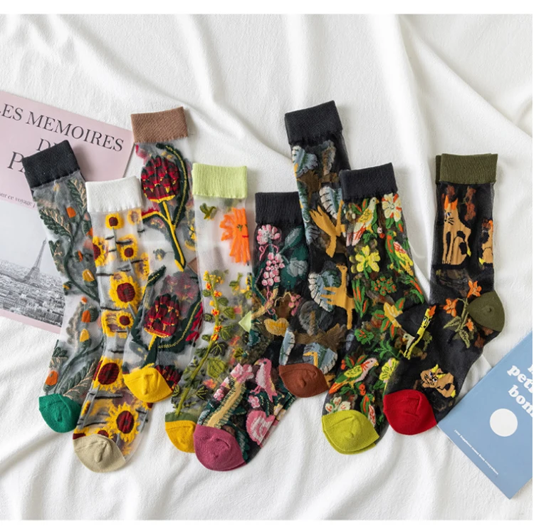 Transparent Popular Elastic Colored Flowered Mesh Crew Sheer Socks Women
Transparent Popular Elastic Colored Flowered Mesh Crew Sheer Socks Women
