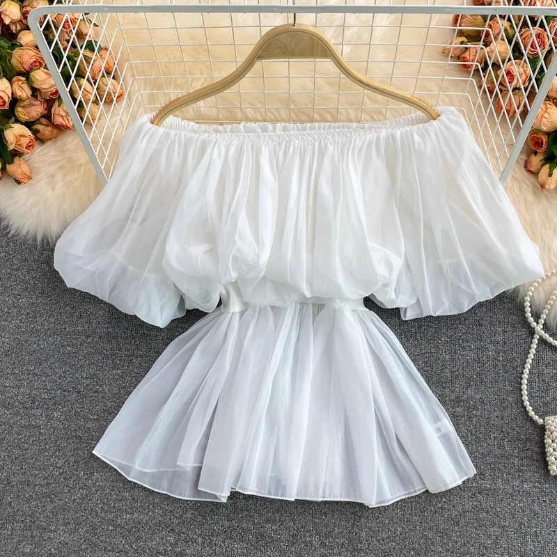 Summer Sweet Off The Shoulder Shirts Women's Clothing Chiffon Lantern Sleeve Slash Neck Solid Color Sexy Beach Holiday Blouse
Summer Sweet Off The Shoulder Shirts Women's Clothing Chiffon Lantern Sleeve Slash Neck Solid Color Sexy Beach Holiday Blouse