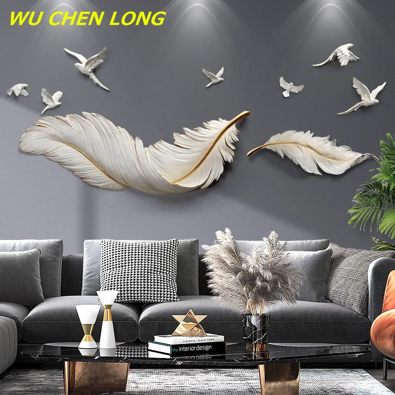 WU CHEN LONG Nordic Feather Wall Hanging Luxurious Bird Statue Wall Decor Resin Craft Creative Background Home Decor Mural R5670
WU CHEN LONG Nordic Feather Wall Hanging Luxurious Bird Statue Wall Decor Resin Craft Creative Background Home Decor Mural R5670