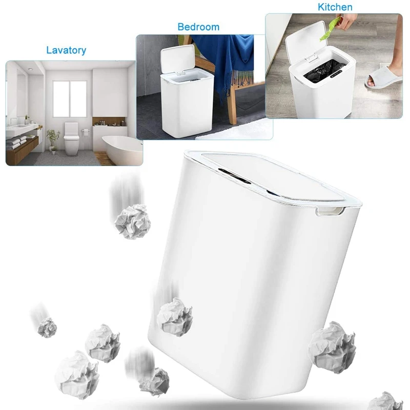 Pressless Sensor Trash Can 14L Large Capacity Usb Trash Can with Lid Sensor Kitchen Bin with 5 Rolls Trash Bag 
Pressless Sensor Trash Can 14L Large Capacity Usb Trash Can with Lid Sensor Kitchen Bin with 5 Rolls Trash Bag