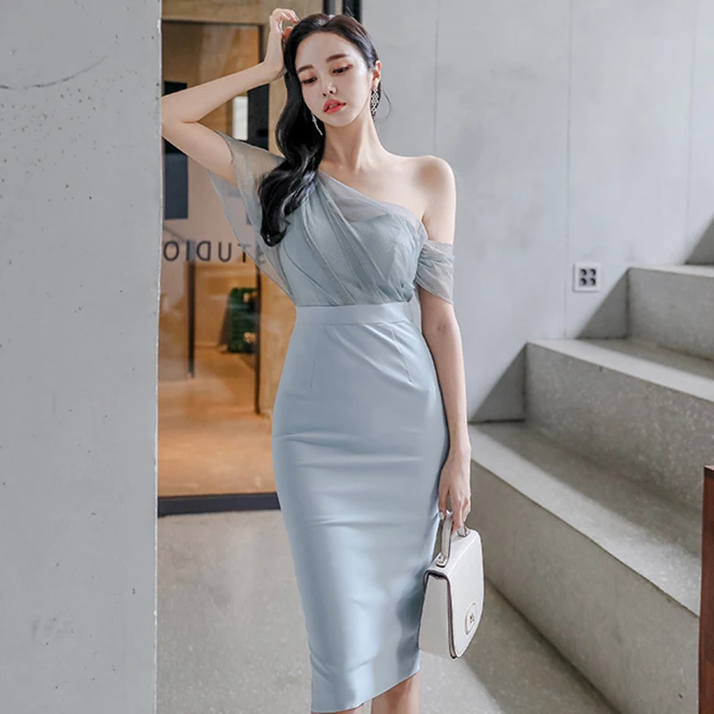 Mesh Patchwork Sheath Dress Women Cold Shoulder Bodycorn Party Dress Pencil Long Midi Dress Office Lady High Waist Blue C035
Mesh Patchwork Sheath Dress Women Cold Shoulder Bodycorn Party Dress Pencil Long Midi Dress Office Lady High Waist Blue C035