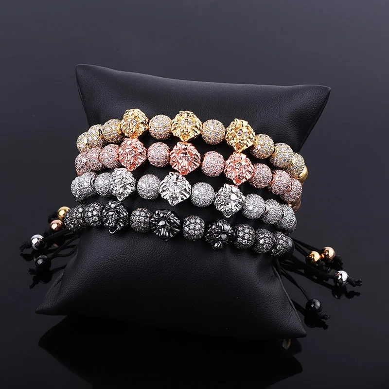 High Quality Luxury CZ Pave Ball Lion Head Royal Design Beaded Cord Adjustable Bracelet Men Women
High Quality Luxury CZ Pave Ball Lion Head Royal Design Beaded Cord Adjustable Bracelet Men Women