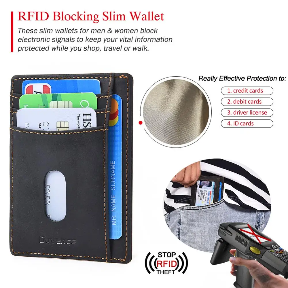 Бумажник для кредитных карт Duvence из натуральной кожи кредитница с RFID-защитой на