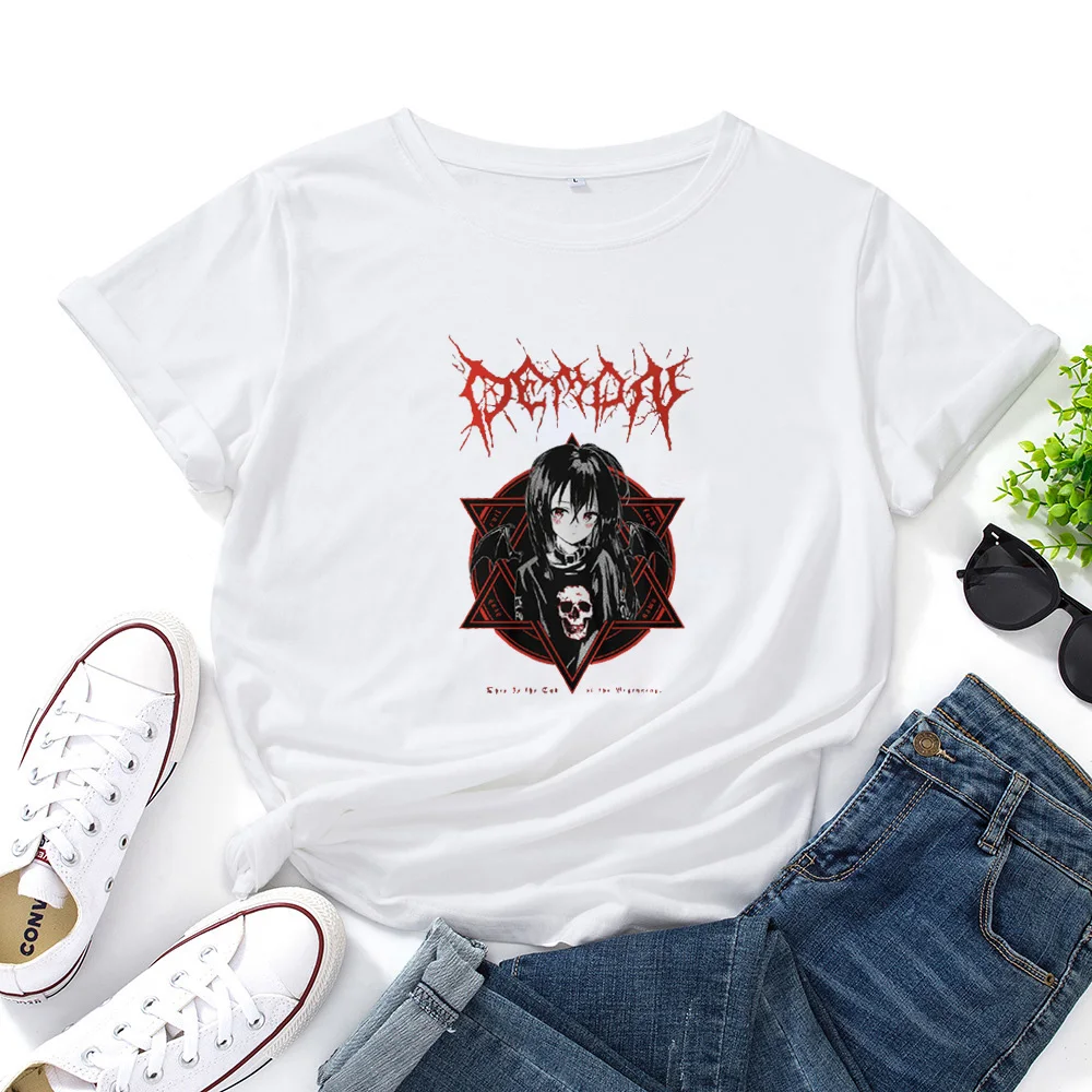 Harajuku Aesthetic T-shirt Woman Gothic Punk Cartoon Short Sleeve O-Neck Tops Women Summer Loose Clothes Womens T Shirt Tops
Harajuku Aesthetic T-shirt Woman Gothic Punk Cartoon Short Sleeve O-Neck Tops Women Summer Loose Clothes Womens T Shirt Tops