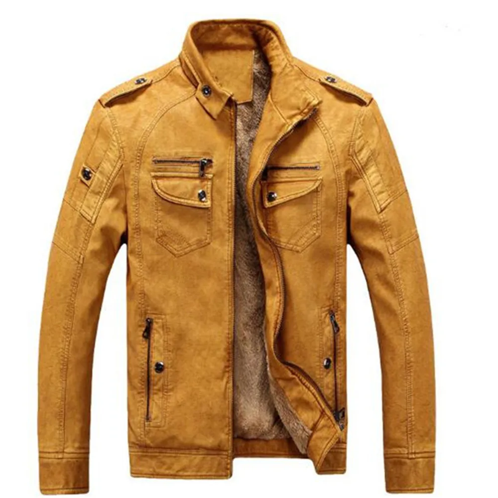Brand Designer Men Leather Jacket Coat Fashion Stand Collar Slim Fit Thick Fleece For Autumn Winter
Brand Designer Men Leather Jacket Coat Fashion Stand Collar Slim Fit Thick Fleece For Autumn Winter