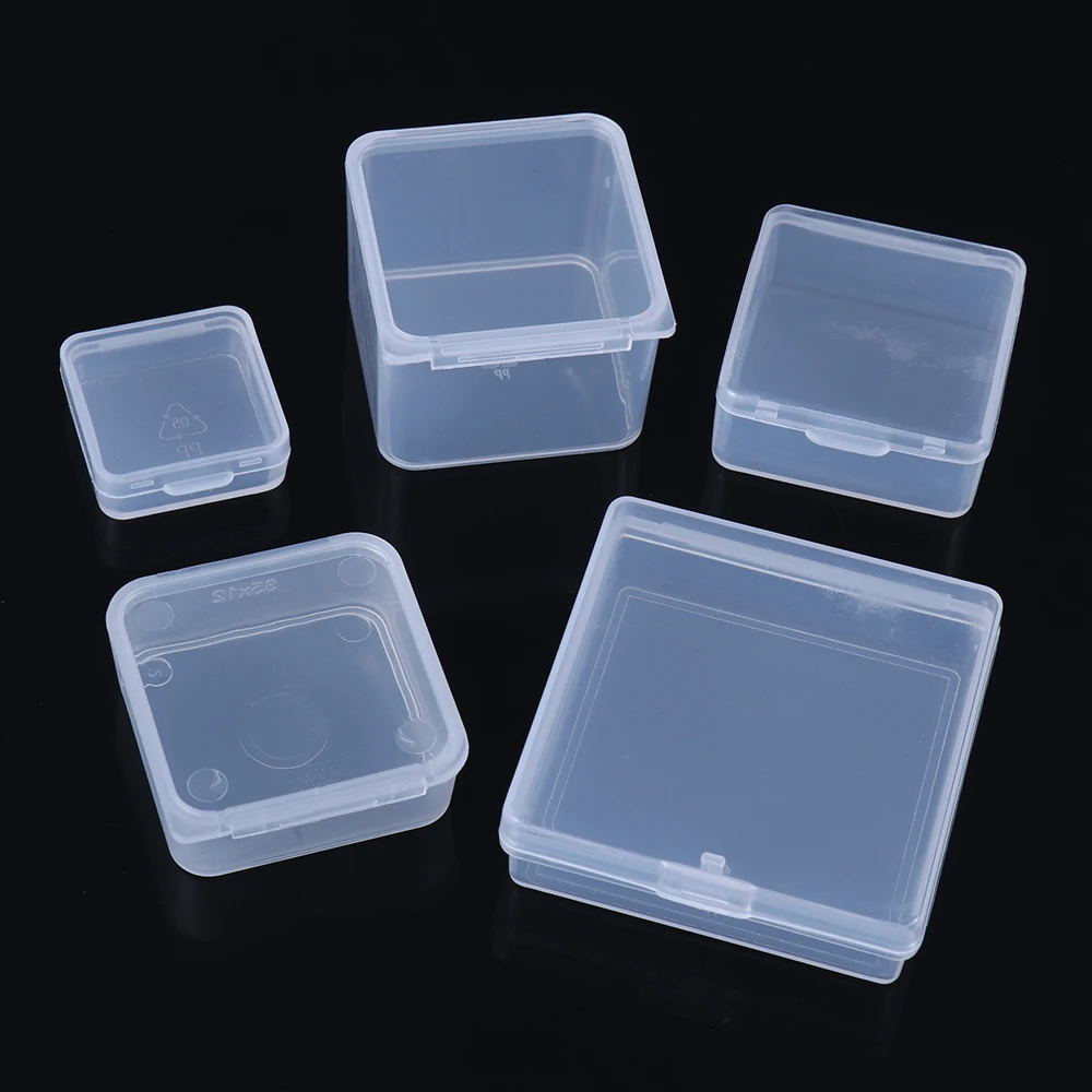 

Квадратная круглая пластиковая прозрачная коробка для хранения мелких предметов органайзер для всякой всячины Чехол для ювелирных издели...