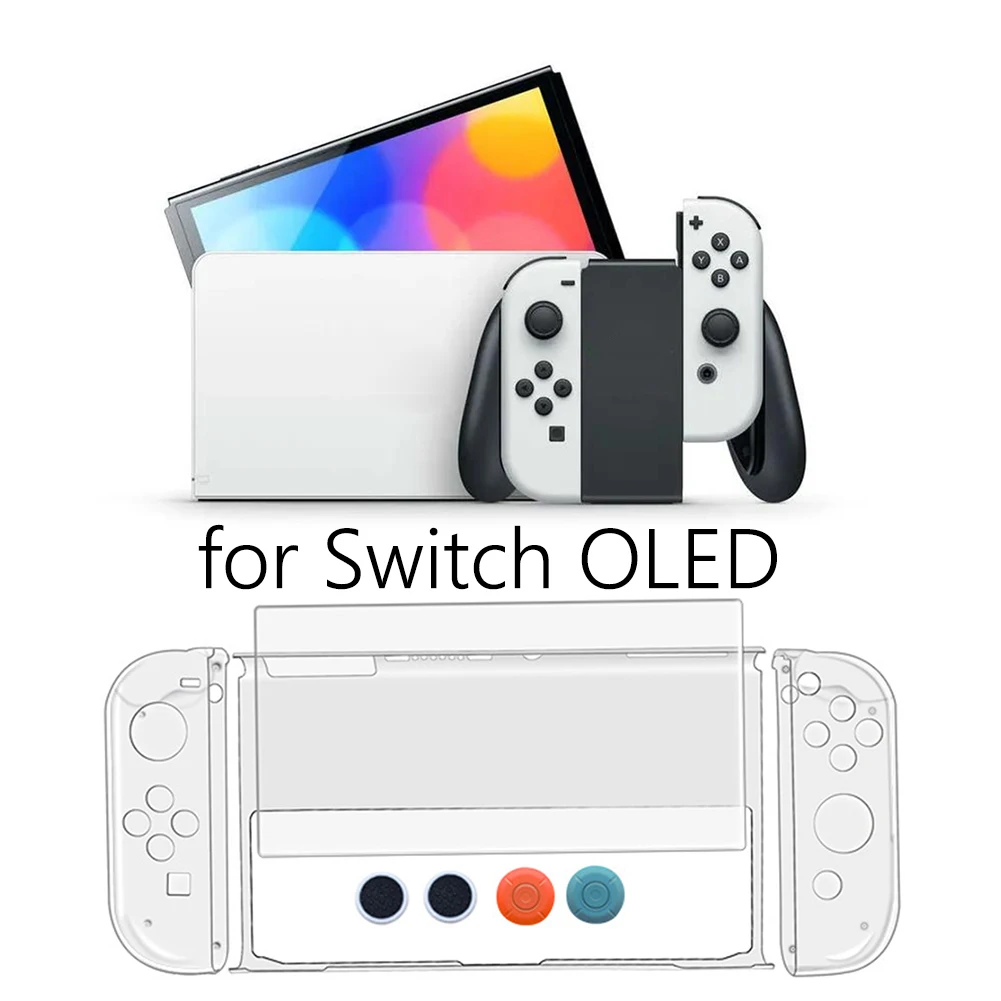 8 in 1 Crystal Shell Case Console Tempered Film Thumb Stick Grips Caps Set for Switch OLED Joycons Screen Protector Cover
8 in 1 Crystal Shell Case Console Tempered Film Thumb Stick Grips Caps Set for Switch OLED Joycons Screen Protector Cover