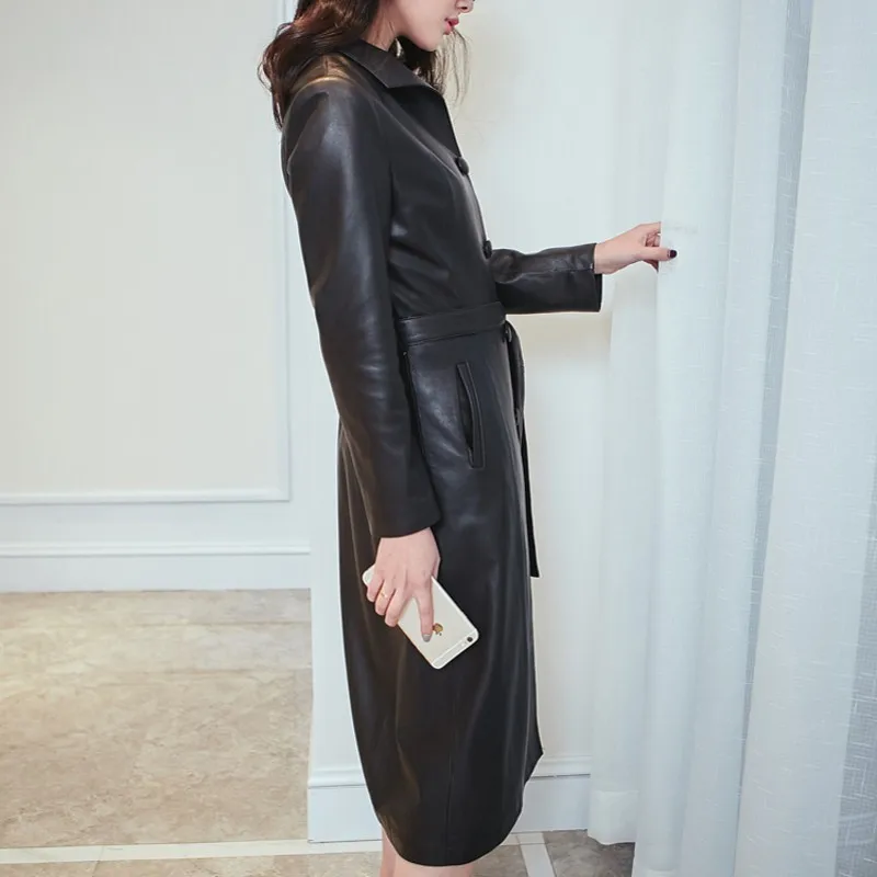 Real Leather Sheepskin Overcoat Women Spring 2020 Slim Single Breasted Windbreakers Brand OL Black Long Coat Plus Size 8XL
Real Leather Sheepskin Overcoat Women Spring 2020 Slim Single Breasted Windbreakers Brand OL Black Long Coat Plus Size 8XL