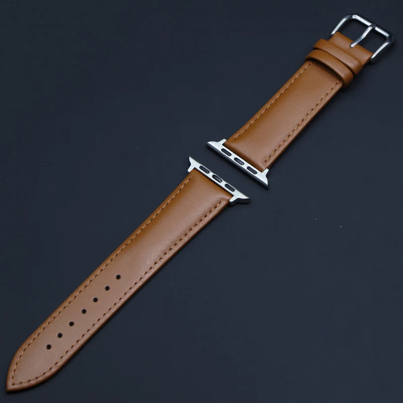 Ремешок кожаный коричневый для Apple Watch 4 3 2 1 38 мм 40 мужской ремешок часов iwatch 5 44 42