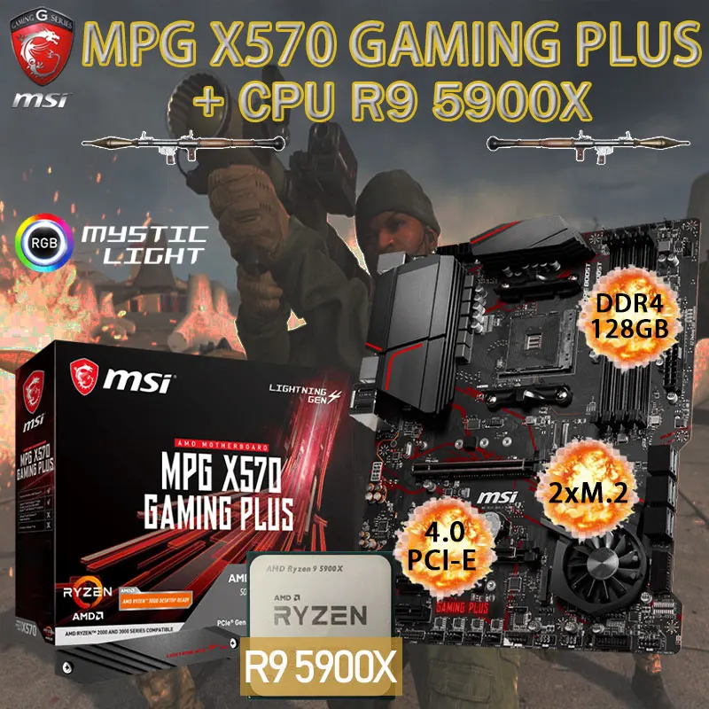 Motherboard Set AM4 MSI MPG X570 GAMING PLUS+AMD Kit Ryzen 9 5900X Combo DDR4 128GB M.2 PCI-E 4.0 Placa-mãe AM4 ATX Desktop X570
Motherboard Set AM4 MSI MPG X570 GAMING PLUS+AMD Kit Ryzen 9 5900X Combo DDR4 128GB M.2 PCI-E 4.0 Placa-mãe AM4 ATX Desktop X570