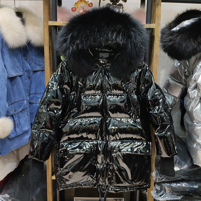 Real Natural Fur Patent Leather Winter Jacket Women Thicken Long Down Parka Hooded Female Duck Down Waterproof Coat
Real Natural Fur Patent Leather Winter Jacket Women Thicken Long Down Parka Hooded Female Duck Down Waterproof Coat