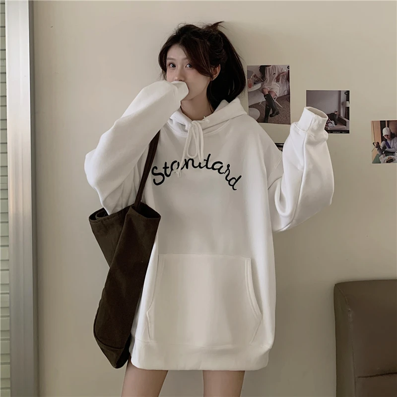 XZ1086 Loose letter embroidery plus velvet thickening mid-length student all-match long-sleeved Sweatshirts women
XZ1086 Loose letter embroidery plus velvet thickening mid-length student all-match long-sleeved Sweatshirts women