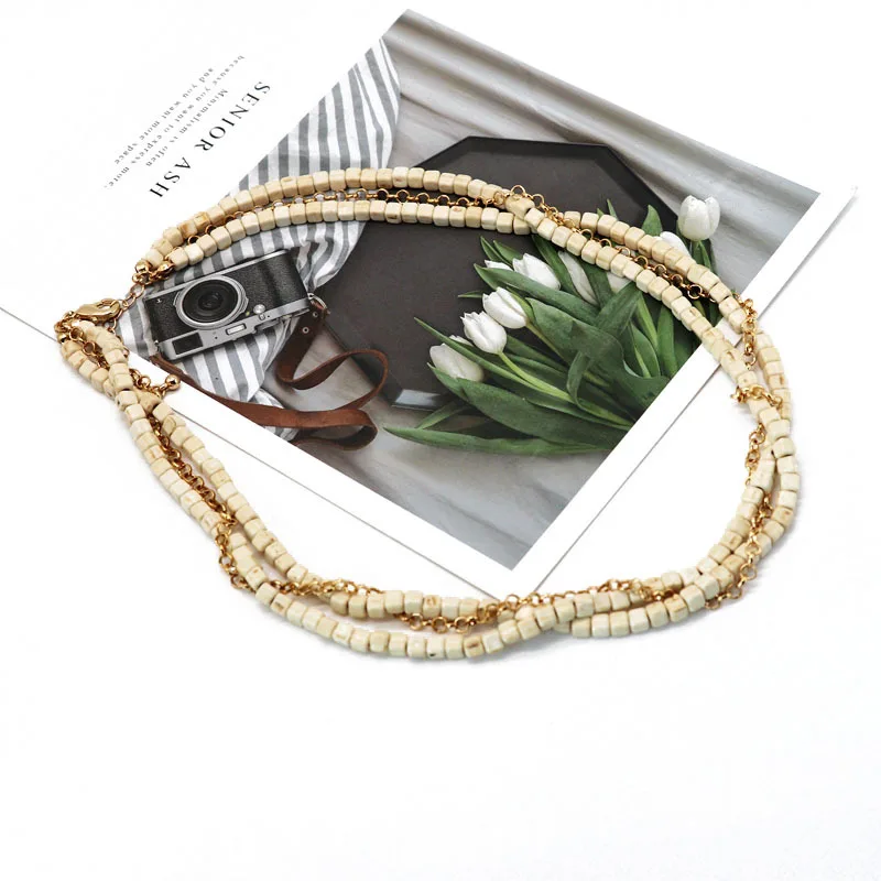 

ZWPON Layered Geometric Cube Stone Strand Twine Choker Necklace Bracelets Set for Women Fashion Jewelry Wholesale