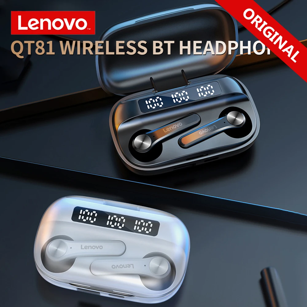 Lenovo QT81 Bluetooth Headphone Wireless Earphone Stereo Sound Headsets IPX4 Waterproof Touch Button with 1200mAh Charging Case
Lenovo QT81 Bluetooth Headphone Wireless Earphone Stereo Sound Headsets IPX4 Waterproof Touch Button with 1200mAh Charging Case