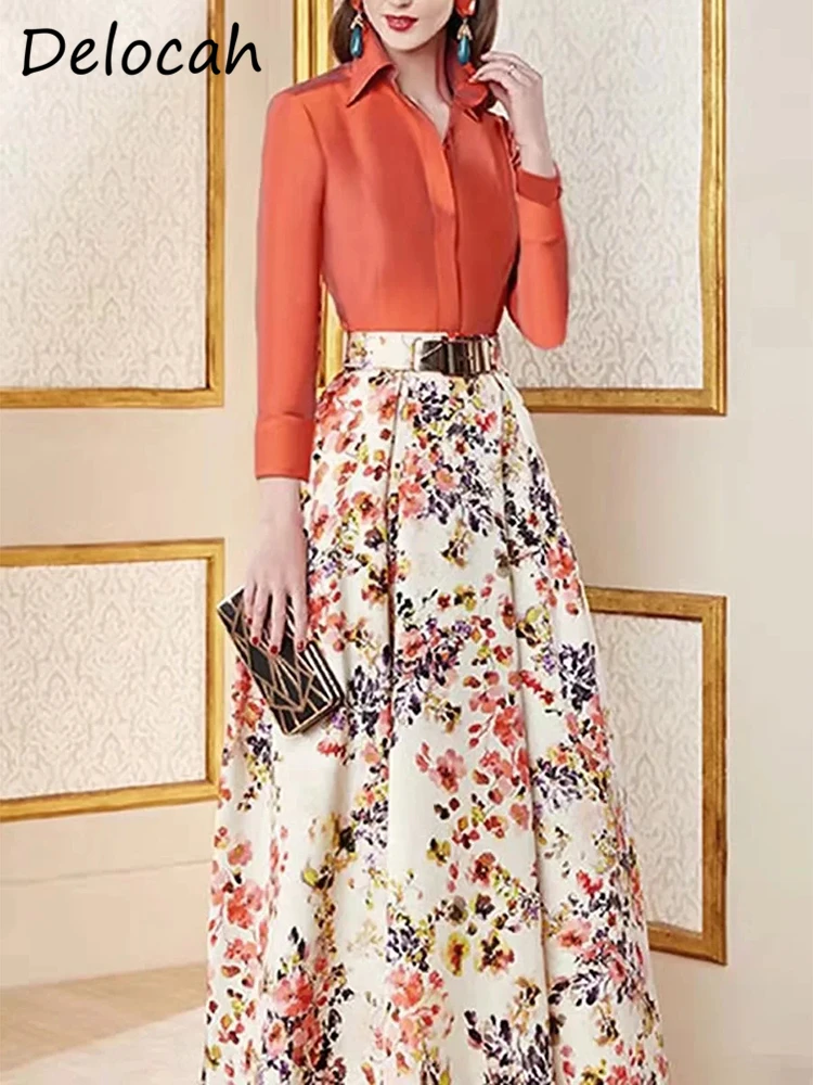 Delocah 2022 Spring Women Fashion Designer Skirts Set Lantern Sleeve Solid Blouses + High Waist Floral Print Slim Skirts Suits
Delocah 2022 Spring Women Fashion Designer Skirts Set Lantern Sleeve Solid Blouses + High Waist Floral Print Slim Skirts Suits