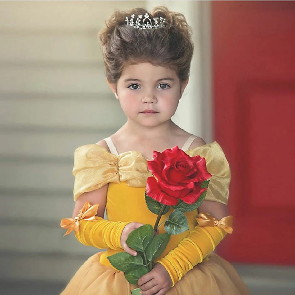 Princess Belle Dress for Girl Costumes Kids Floral Ball Gown Child Cosplay Bella Beauty and The Beast Costume Fancy Party | Детская