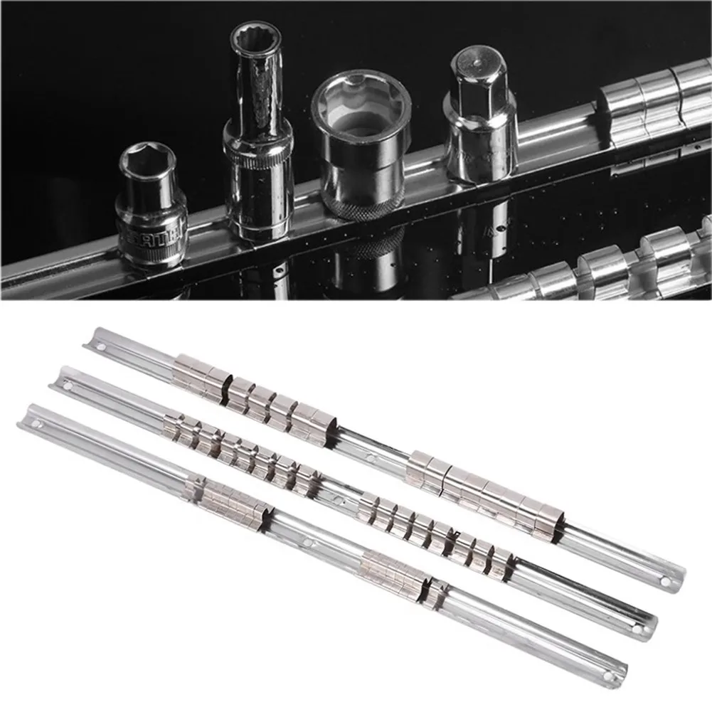3pcs 40cm Metal Socket Rack Holder 1/4 Inch 3/8 Inch 1/2 Inch With 16 Clips On Rail Tool Organizer Storage Holder
3pcs 40cm Metal Socket Rack Holder 1/4 Inch 3/8 Inch 1/2 Inch With 16 Clips On Rail Tool Organizer Storage Holder
