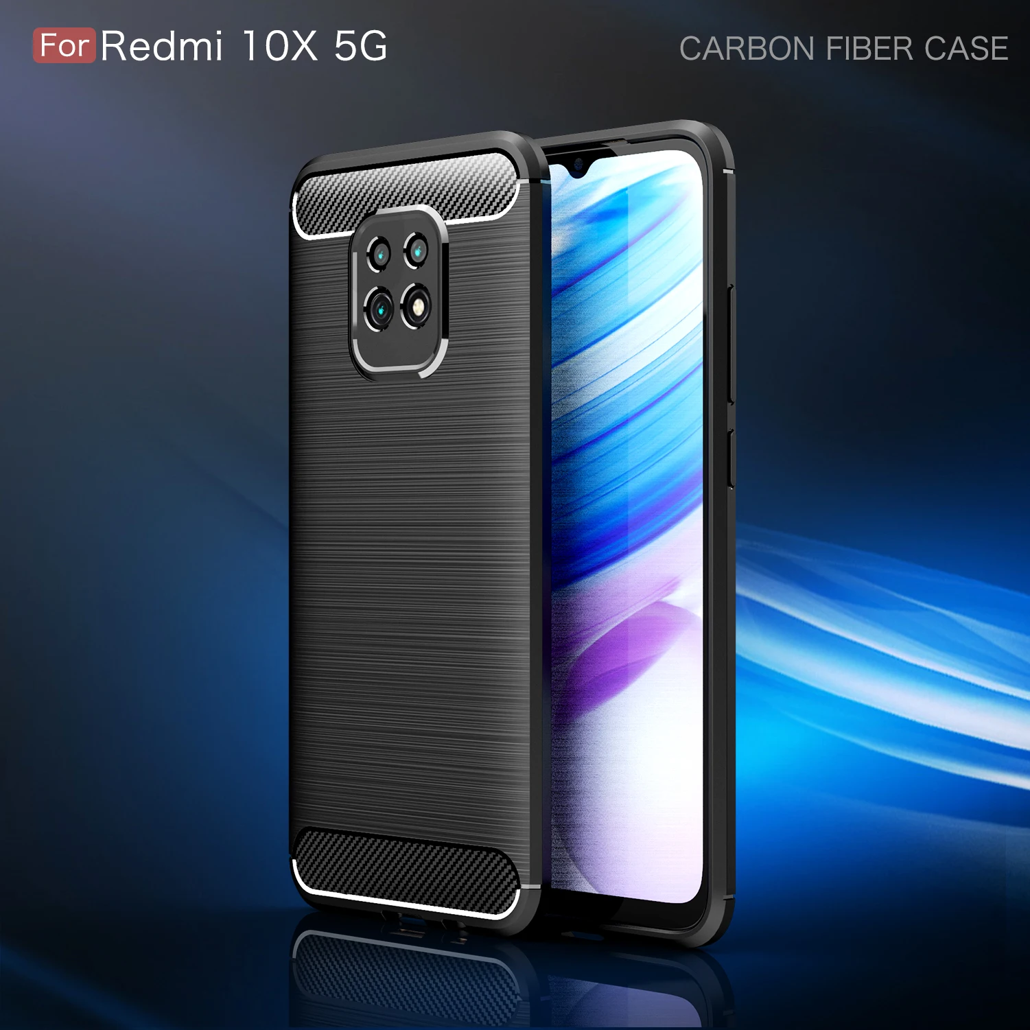 Новый чехол для телефона Xiaomi Redmi 10X Мягкий противоударный защитный из углеродного