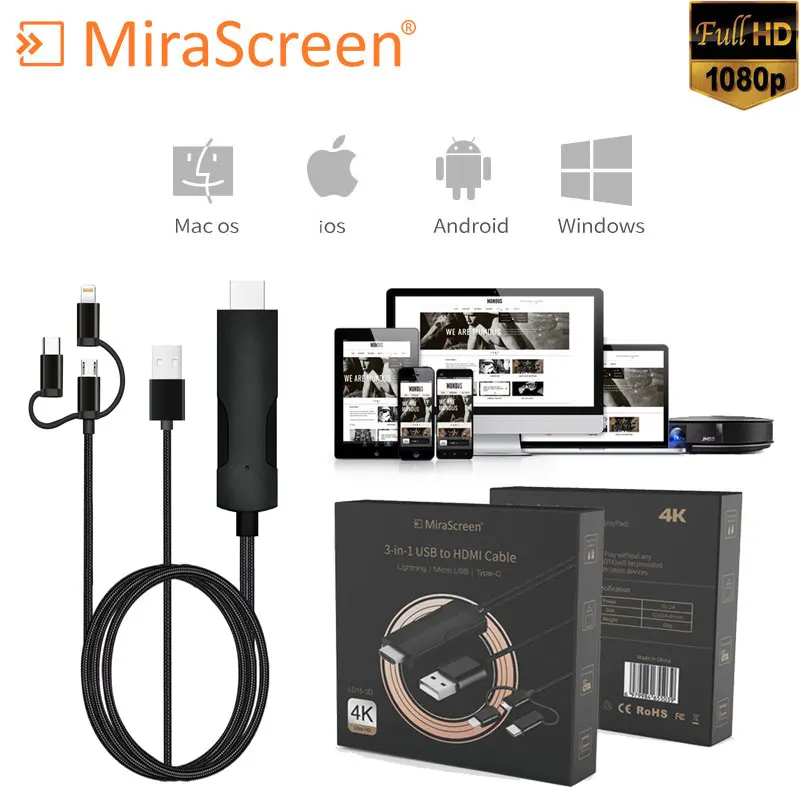 HDMI кабель LD15 3D DLNA Miracast Mirroring Anycast Airplay ключ ТВ палка для iphone iPad Samsung Mi huawei смартфон