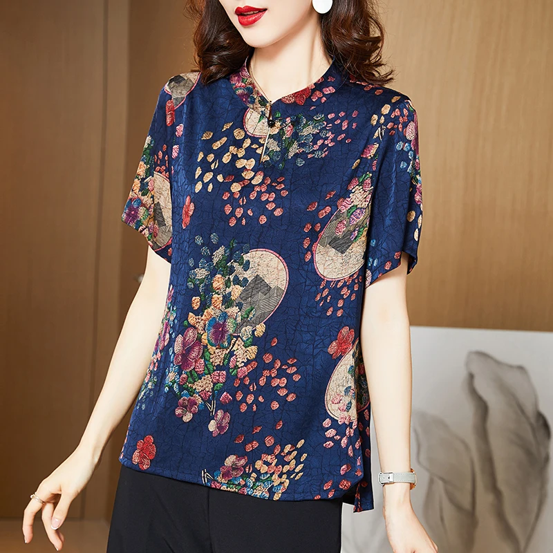 COIGARSAM Blouse Women Spring Casual Short Sleeve Silk Navy Red Blusas Womens Tops And Blouses
COIGARSAM Blouse Women Spring Casual Short Sleeve Silk Navy Red Blusas Womens Tops And Blouses