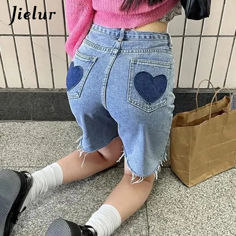 Jielur Blue Fur-trimmed Love Shorts Jeansy Chic Summer High Waist Casual Damskie Loose Straight Denim Short Pocket Zipper Female
Jielur Blue Fur-trimmed Love Shorts Jeansy Chic Summer High Waist Casual Damskie Loose Straight Denim Short Pocket Zipper Female